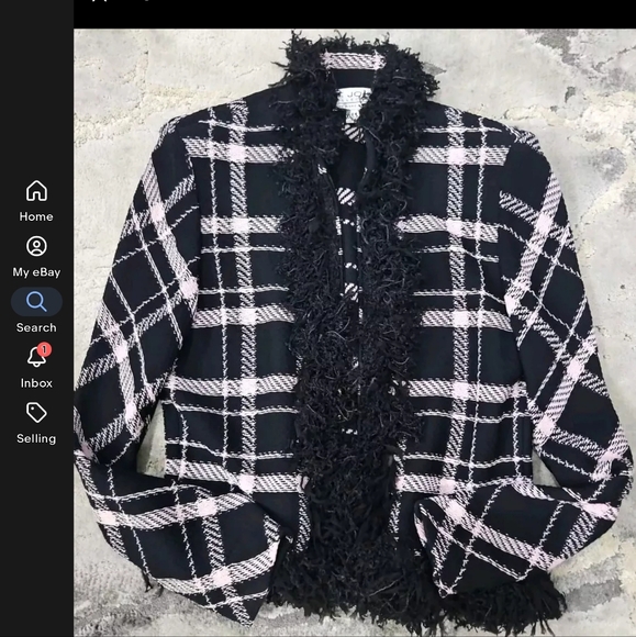 St. John Collection by Marie Gray Black/ Pink cropped jacket Size 6 - Picture 9 of 10
